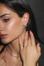 Ear Jacket Studs- Silver - Image 2
