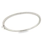 Handcuff Bracelet With Zircon Stones - Silver