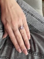 Ariel - Pink One Zircon Stone Ring - Oval Shape - Silver - Image 2