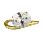 Single Oval Shape Zircon Stone Curved Ring - Gold Plated