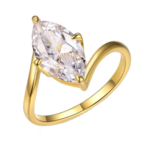Cinderella - One Zircon Stone Ring - Marquise Shape - Gold Plated