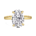 Majesty - One Zircon Stone Ring - Oval Shape -Gold Plated