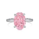 Ariel - Pink One Zircon Stone Ring - Oval Shape - Silver