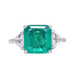 Aurora - Three Zircon Stones Ring - Radiant Shape - Silver