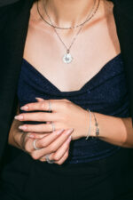 Handcuff Bracelet With Zircon Stones - Silver - Image 2