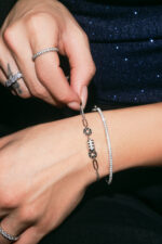 Handcuff Bracelet With Zircon Stones - Silver - Image 3