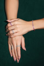 Pink Gradient Tennis Bracelet - Silver - Image 2